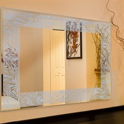 Зеркало 80х60 см с перфорированным серебрянным узором - фото 19307