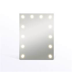 Зеркало гримёрное с подсветкой 60x80 см на 12 светодиодных ламп с цоколем Е14 (без ламп) - фото 21017