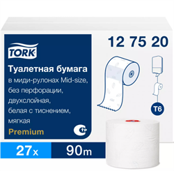 Туалетная бумага Tork mid-size в миди-рулонах мягкая Т6 (127520) - фото 27657