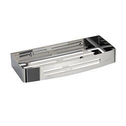 Полочка для флаконов  - прямоугольная, с литым дном, из нержавеющей стали ХРОМ - фото 32547