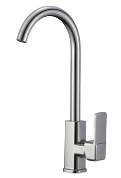 Смеситель для кухни с высоким поворотным изливом с гайкой - фото 32593