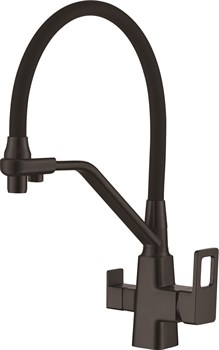 Смеситель для кухни с подключением фильтра питьевой воды с силиконовым изливом D159320-A,  чёрный - фото 32678