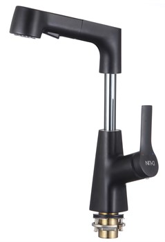 Смеситель для раковины/кухни с выдвижным изливом  D158374-A,  чёрный - фото 32733