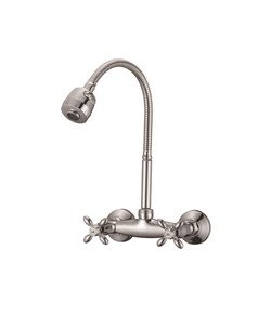 Смеситель для кухни настенный с гибким изливом  D142808-T,  хром - фото 32795