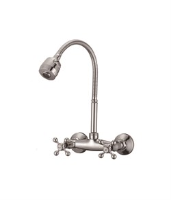 Смеситель для кухни настенный с гибким изливом  D142810-T,  хром - фото 32796