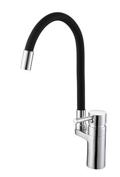 Смеситель для кухни с силиконовым изливом  D157315-1,  чёрный и  хром - фото 32827