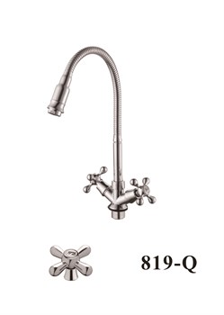 Смеситель для кухни с гибким поворотным изливом  D151819-Q,  хром - фото 32850