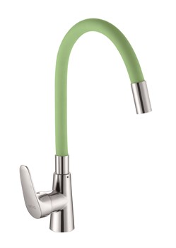 Смеситель для кухни с силиконовым изливом  D155302-5,  зелёный и  хром - фото 32862