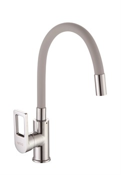 Смеситель для кухни с силиконовым изливом  D155308-2,  серый и  хром - фото 32865