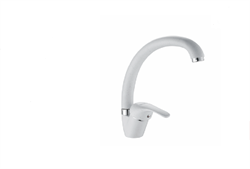 Смеситель для кухни с  поворотным изливом  D150411-C,  белый, матовый с гайкой - фото 32881