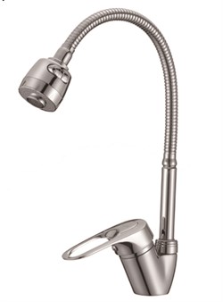 Смеситель для кухни с гибким поворотным изливом D150628-T,  хром - фото 33031