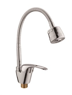 Смеситель для кухни с гибким поворотным изливом D150409-T,  хром - фото 33053