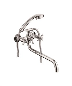 Смеситель для ванны с круглым изливом D145807-6,  шланг, лейка, крепление для лейки, эксцентрик - фото 33151