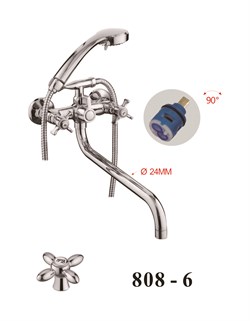 Смеситель для ванны с круглым изливом D146808-6,  хром - фото 33172