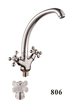 Смеситель для кухни  с поворотным изливом, керамическая ручка D153806,  хром - фото 33204