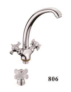 Смеситель для кухни  с поворотным изливом, керамическая ручка D156806,  хром - фото 33243