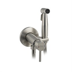 Смеситель с квадратной гигиенической лейкой встраеваемый, из нержавеющей стали, квадратный корпус, цвет САТИН. - фото 33933