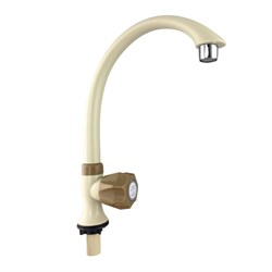 Кран на одну воду, высокий излив, ПРЕМИУМ, металлокерамика, бежевый, из высокопрочного пластика АБС - фото 38916