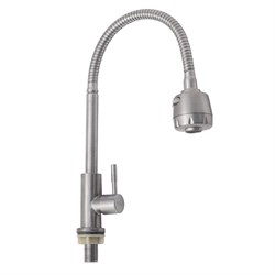 Кран на одну воду, гибкий излив с большим распылителем, из нержавеющей стали марки 304 - фото 38959