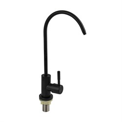 Кран на одну воду для фильтра, из нержавеющей стали марки 304, чёрного цвета - фото 38983