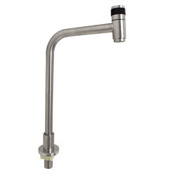 Кран на одну воду тонкий , высокий излив , ручка перекрытия воды на изливе , из нержавеющей стали марка 304 - фото 39005