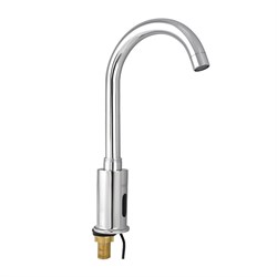 Смеситель сенсорный для раковины, высокий С-образный излив, латунный корпус, цвет ХРОМ. - фото 39041