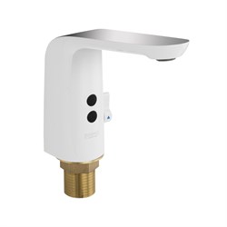 Смеситель сенсорный для раковины, с регулировкой температуры воды на корпусе, цвет БЕЛЫЙ/ХРОМ. - фото 39086