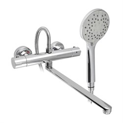 Смеситель в ванную, длинный излив с ТЕРМОСТАТОМ, корпус 100% ЛАТУНЬ - фото 39101