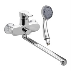 Смеситель в ванную, шаровый, длинный излив, c дивертором на корпусе - фото 39222