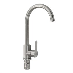 Смеситель для кухни , шаровый, С- образный излив , из нержавеющей стали марки 304, цвет САТИН . - фото 39267