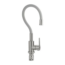 Смеситель для кухни, гибкий излив СЕРЫЙ, из нержавеющей стали марки 304, цвет САТИН . - фото 39287