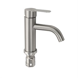 Смеситель для раковины , шаровый, литой корпус, изогнутый излив, из нержавеющей стали марки 304, цвет САТИН . - фото 39342