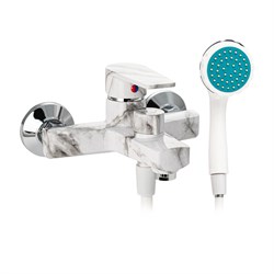 Смеситель в ванную, короткий излив, шаровый, из высокопрочного пластика АБС, БЕЛЫЙ МРАМОР - фото 39523