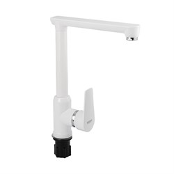 Смеситель на кухню, боковой Г-образный излив, шаровый из высокопрочного пластика АБС, БЕЛЫЙ - фото 39648
