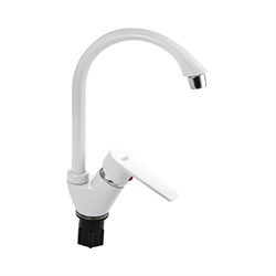 Смеситель на кухню, боковой, шаровый, из высокопрочного пластика АБС, БЕЛЫЙ - фото 39698