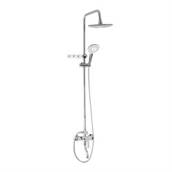 Смеситель + стойка душевая "тропический душ" с двумя лейками, ручка с прорезью, цвет ХРОМ. - фото 39792