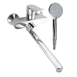 Смеситель для ванны с длинным изливом, с дивертором на корпусе, шаровый, литая ручка, цвет ХРОМ. - фото 39842