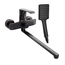 Смеситель в ванную, длинный излив, шаровый, с дивертором на корпусе, под состаренную МЕДЬ - фото 40016