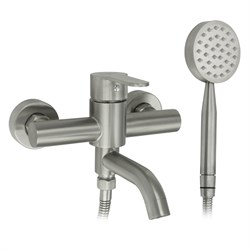 Смеситель в ванную, короткий ПОВОРОТНЫЙ излив, шаровый, из нержавеющей стали марки 304 - фото 40126