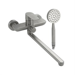 Смеситель в ванную, длинный излив, литой корпус, шаровый, с дивертором на корпусе, из нержавеющей стали марки 304 - фото 40146