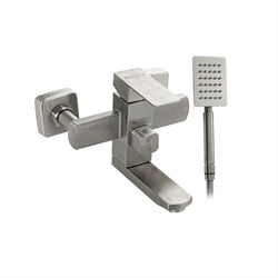 Смеситель для ванны, короткий излив, шаровый, квадратный корпус, из нержавеющей стали марки 304, цвет САТИН. - фото 40181