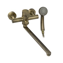 Смеситель для ванны, длинный излив, шаровый, с дивертором на корпусе, из нержавеющей стали марки 304, цвет БРОНЗА. - фото 40191