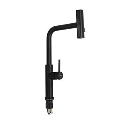 Смеситель кухонный, шаровый, Г - образный излив, с поворотной вытяжной лейкой, из нержавеющей стали, цвет ЧЕРНЫЙ - фото 40205