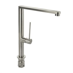 Смеситель для кухни, высокий, Г - образный поворотный излив, из нержавеющей стали марки 304, цвет САТИН. - фото 40359