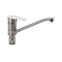 Смеситель для кухни, шаровый, поворотный корпус, излив 25 см, из нержавеющей стали марки 304, цвет САТИН. - фото 40365