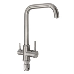 Смеситель кухонный Г-образный излив, шаровый, с двойным выпуском воды для фильтра, из нержавеющей стали марки 304 - фото 40385