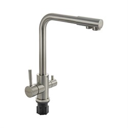 Смеситель кухонный Г-образный излив, шаровый, с двойным выпуском воды для фильтра, из нержавеющей стали марки 304 - фото 40410