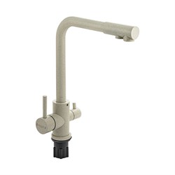 Смеситель кухонный Г-образный излив, шаровый, с двойным выпуском воды для фильтра, из нержавеющей стали марки 304, светлокоричневый - фото 40415