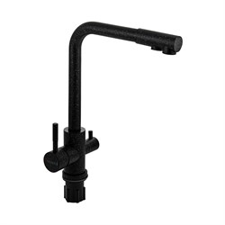 Смеситель кухонный Г-образный излив, шаровый, с двойным выпуском воды для фильтра, из нержавеющей стали марки 304, черный - фото 40425