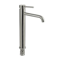 Смеситель на раковину ВЫСОКИЙ, матовый литой корпус, изогнутый излив, из нержавеющей стали марки 304 - фото 40455